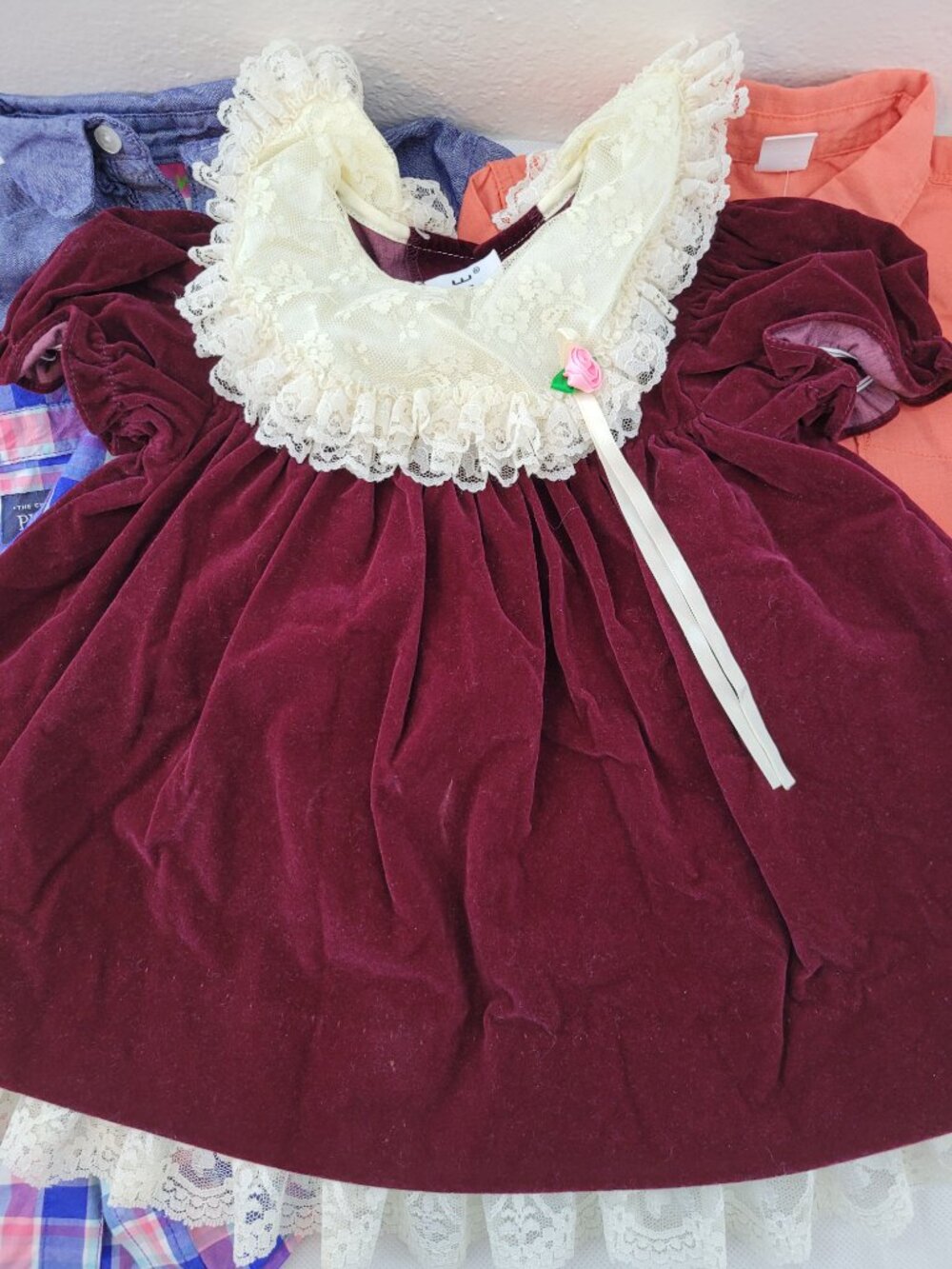 Vintage Velvet & Lace Dress made in USA by Jo Lene size 2T + Bundle Lot Girls